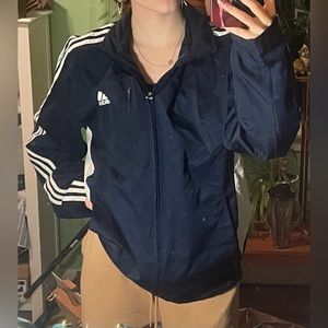 Adidas navy blue windbreaker jacket oversized sports cover up women’s s